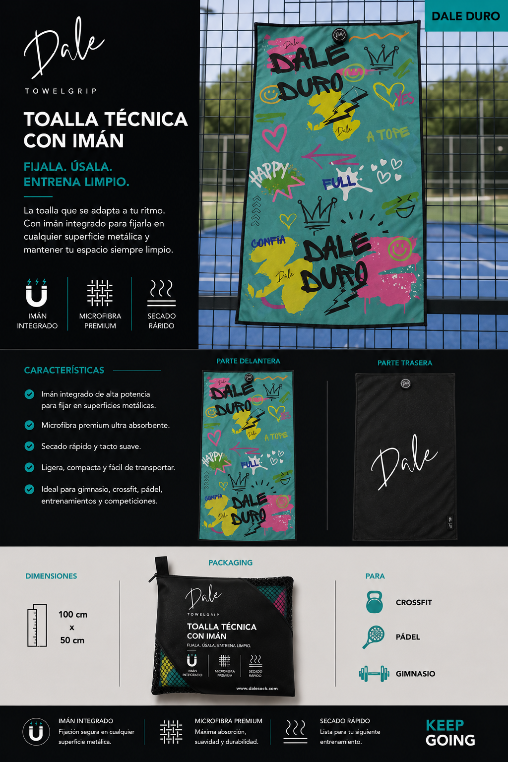 DALE DURO TOWELGRIP – Toalla Deportiva con Imán | DALE